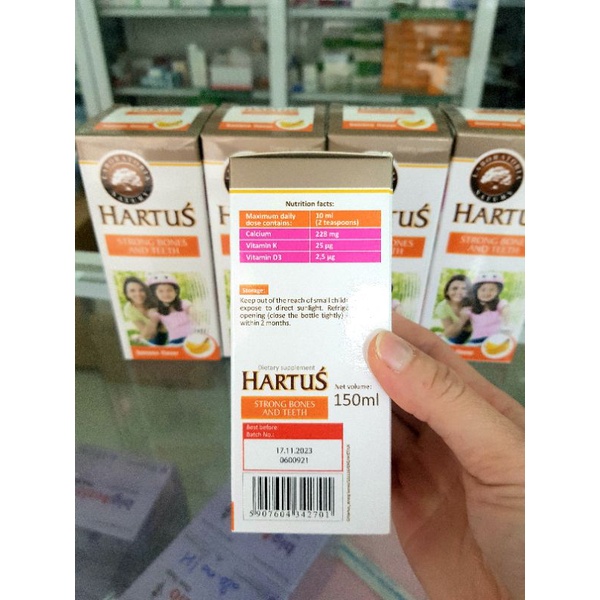 Hartus Canxi - Bổ sung canxi, Vitamin D3, Vitamin K, Hấp thu Canxi tối đa cho trẻ từ 4 tháng tuổi