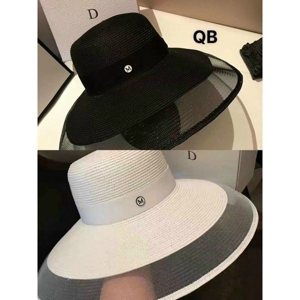 Mũ cói rộng vành lưới viền Poly MA.I.S.ON đóng gói hộp to không bị hỏng form đi biển dạo phố
