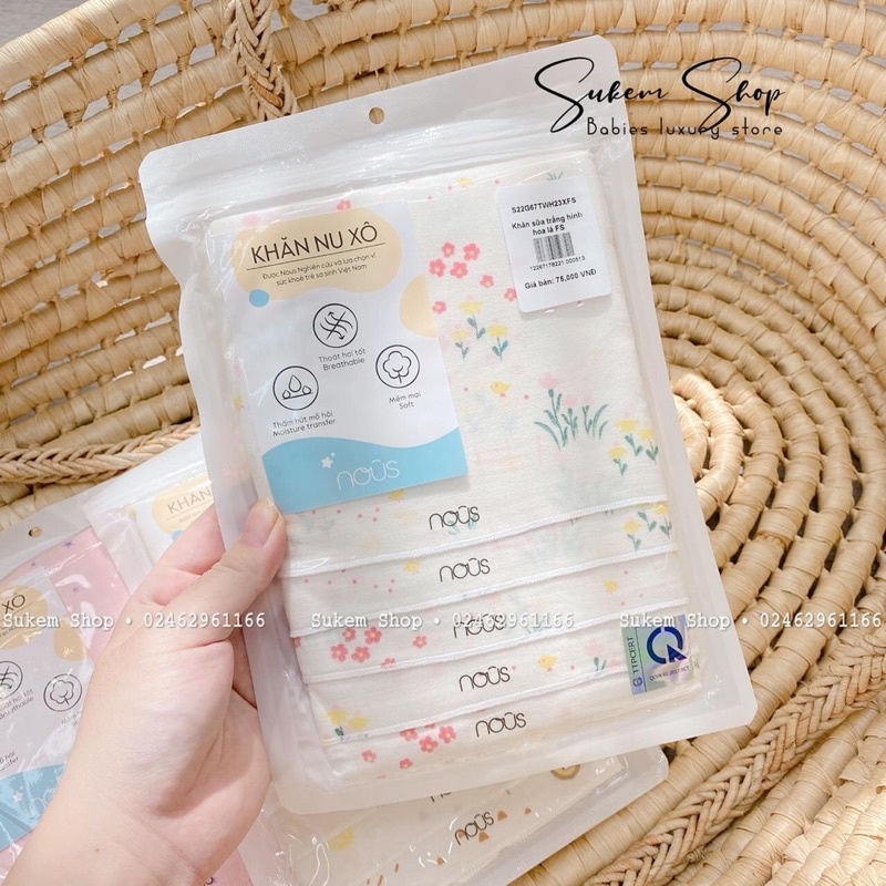 [Khăn Xô/Nous]Set khăn xô Nous 5 chiếc cho bé trai bé gái