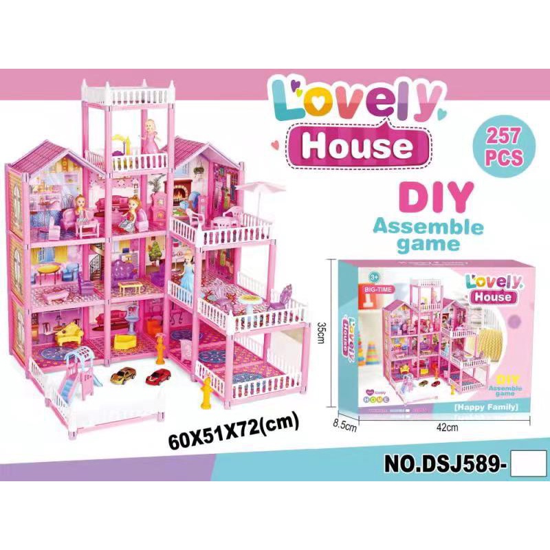 - Đồ Chơi Lắp Ráp Ngôi Nhà Búp Bê - Biệt Thự Công Chúa Barbie nhiều tầng Kích thước Lớn Dễ Thương cho bé gái