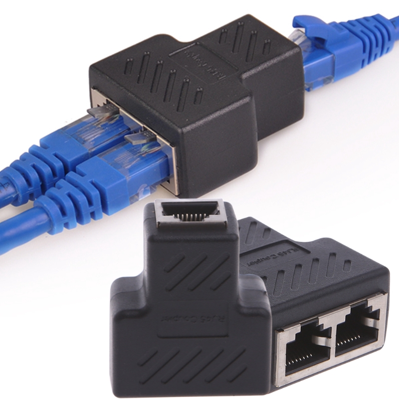 1 To 2 Ways LAN Ethernet Network Cable RJ45 Female Splitter Connector Adapter