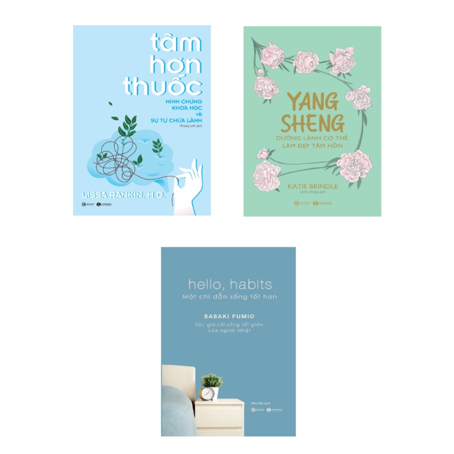 Sách - Combo Tâm Hơn Thuốc + Hello, Habits  + Yang Sheng - Dưỡng Lành Cơ Thể, Làm Đẹp Tâm Hồn (Bộ 3 Cuốn) - THA