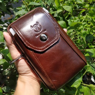 Túi đeo hông đựng điện thoại, túi đeo thắt lưng, túi đựng điện thoại da bò, có dây đeo chéo - Rockcow T15