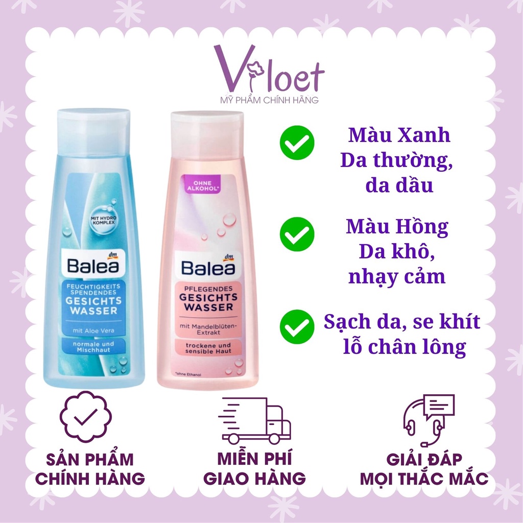 Nước hoa hồng Balea Đức 200ml, toner cân bằng độ ẩm da, hương thơm dễ chịu - Shop Viloet