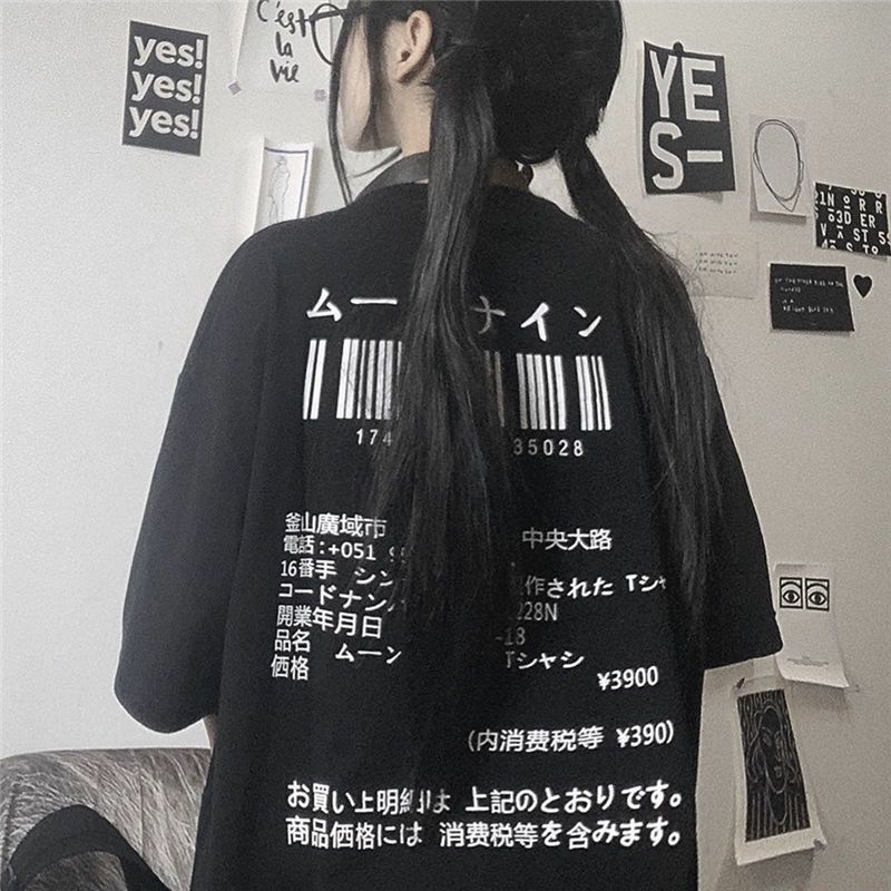 Áo Thun Tay Lỡ Form Rộng Unisex Ulzzang In Mã Vạch