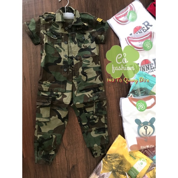 Bộ quần áo lính rằn ri cho bé siêu cool ngầu cho bé 10-30kg