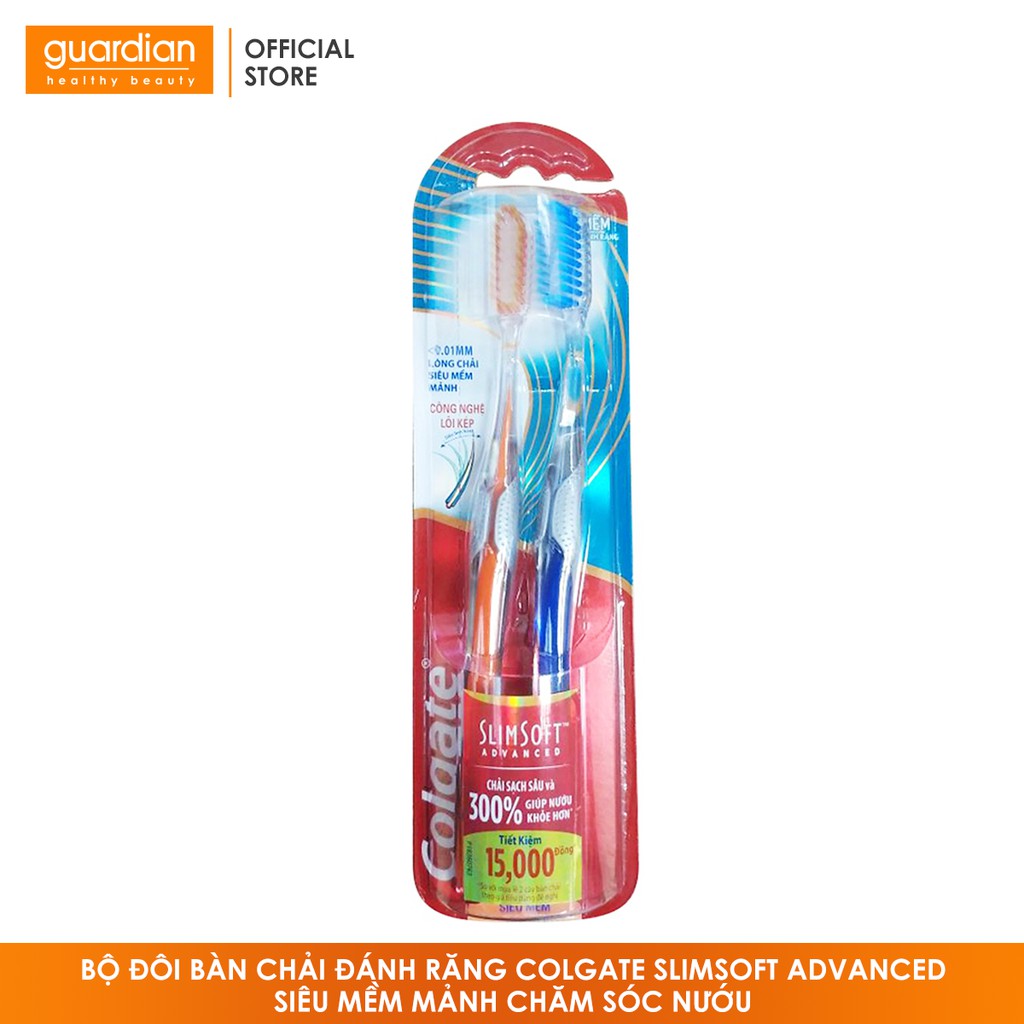 Bộ đôi Bàn chải đánh răng Colgate SlimSoft Advanced siêu mềm mảnh chăm sóc nướu