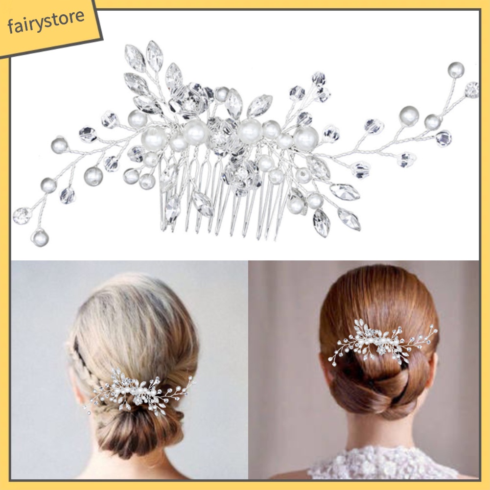 Trâm Cài Tóc Có Đính Đá &amp; Ngọc Trai Giả Cho Nữ