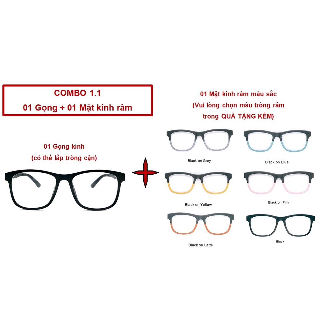 COMBO1.1❤️1 GỌNG + 1 MẶT KÍNH RÂM❤️Kính mát cận râm thời trang nam nữ nhiều màu gọng vuông tròn Hot Trend | BigBuy360 - bigbuy360.vn
