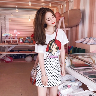 SET ÁO ULZZANG + CHÂN VÁY CHẤM BI