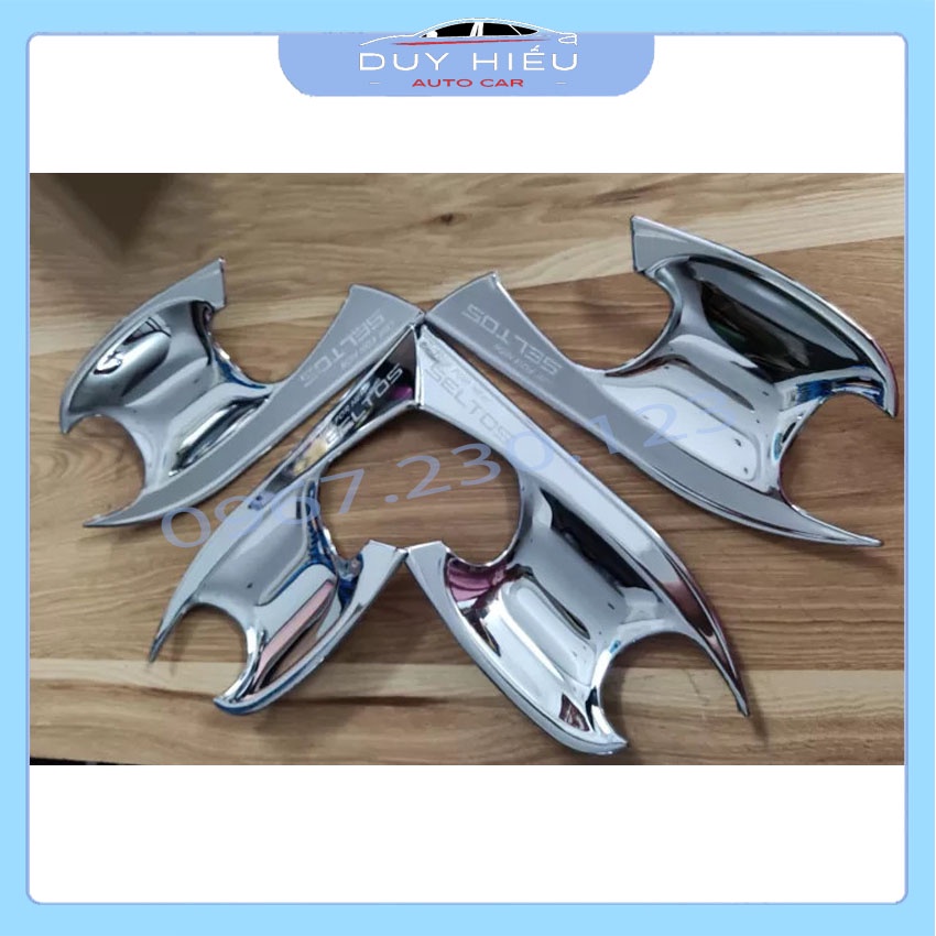 Bộ 8 ốp tay và hõm cửa xe mạ Crom dành cho xe Kia Seltos 2020