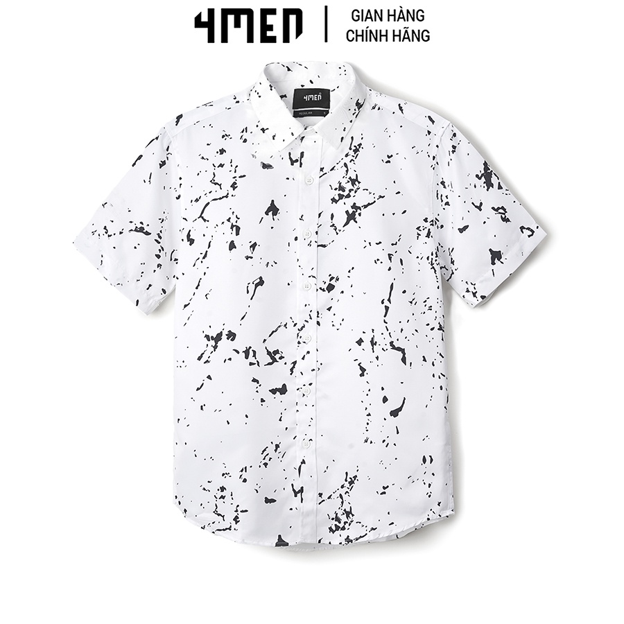Áo sơ mi nam họa tiết ngắn tay 4MEN SM081 đẹp trẻ trung, hiện đại