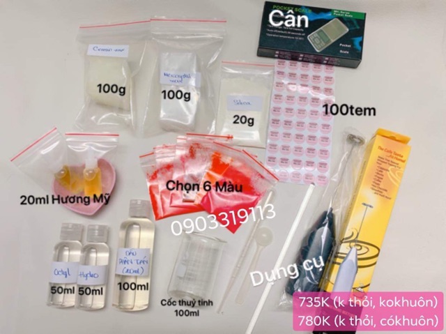 Bộ nguyên liệu làm son sáp (Tặng công thức chuẩn đẹp)