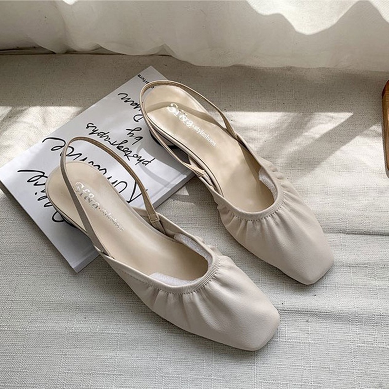 Xăng đan Mũi Vuông Không Gót Thời Trang Cho Nữ