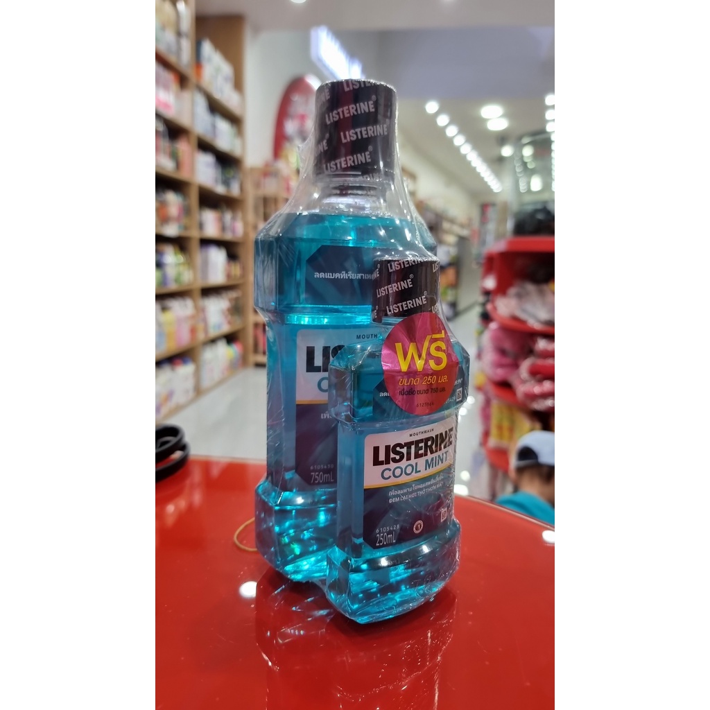 Nước súc miệng LISTERINE COOL MINT 750ml kèm chai nhỏ 250ml