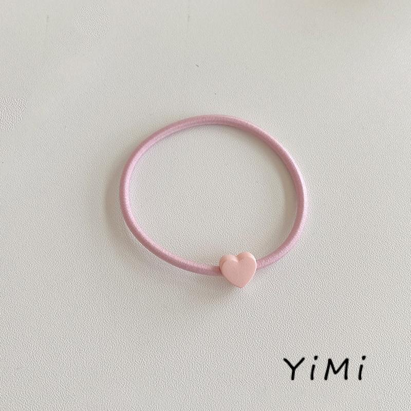 Dây Buộc Tóc Cao Su Co Giãn Màu Kẹo Họa Tiết Trái Tim Đáng Yêu Cho Nữ