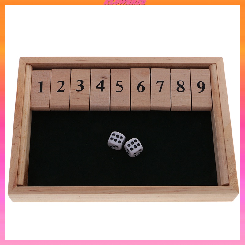 [KLOWARE2]Shut The Box Board Game Set with 2 Dices Number Drinking Games Adult Party Club