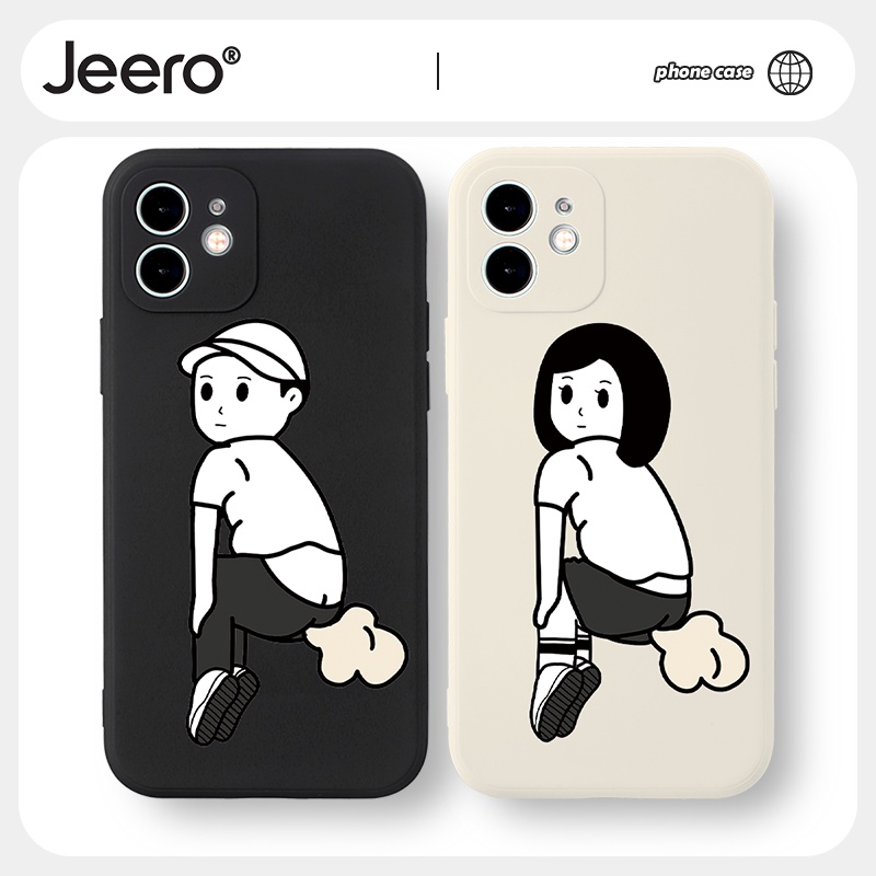 Ốp điện thoại mềm JEERO màu đen cạnh vuông thích hợp cho iPhone 13 12 11 Pro Max SE 2020 X XR XS 8 7 6 6S Plus HFF525