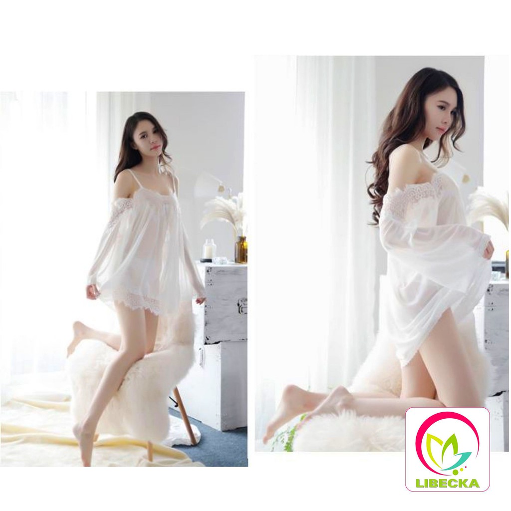Váy ngủ đẹp dễ thương Ren 2 dây Sexy gợi cảm voan xuyên thấu quyến rũ phong cách Hàn Quốc cao cấp LIBECKA VAN11 | BigBuy360 - bigbuy360.vn