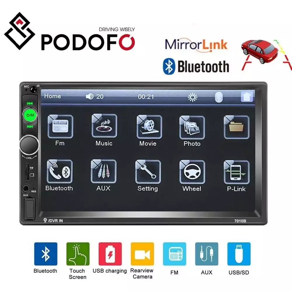 Màn hình cảm ứng kỹ thuật số Double Din MP5 Player 7inch, độ phân giải 800*480, có hỗ trợ Bluetooth, USB đa phương -OTLZ