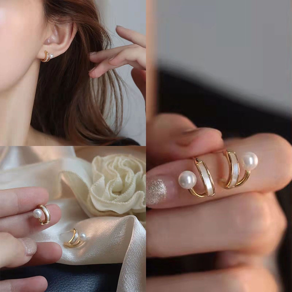 Bông Tai Đính Ngọc Trai Cao Cấp Phong Cách retro Thời Trang Cho Nữ