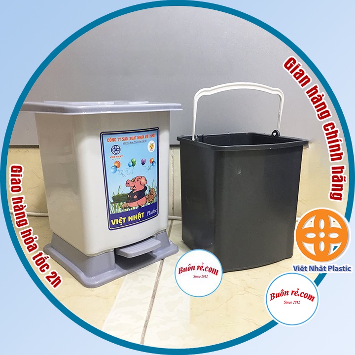 Thùng rác bật nắp Size Nhỏ Nhựa Việt Nhật, Thùng đựng rác văn phòng, phòng bếp có nắp đậy (MS: 8040) – 01251