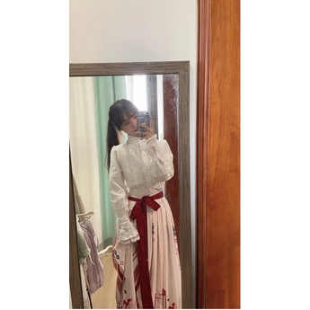 Áo Sơ Mi Tay Dài Phối Ren Bèo Phong Cách lolita Phương Tây