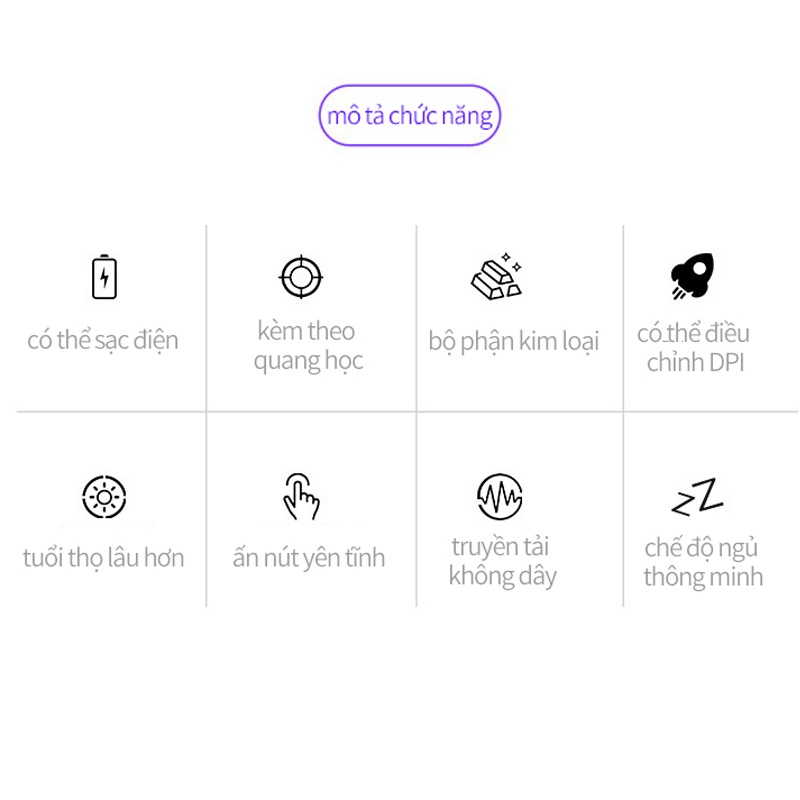Chuột không  dây 2.4Ghz có thể điều chỉnh im lặng có đèn LED sạc lại USB cho Laptop máy tính bảng