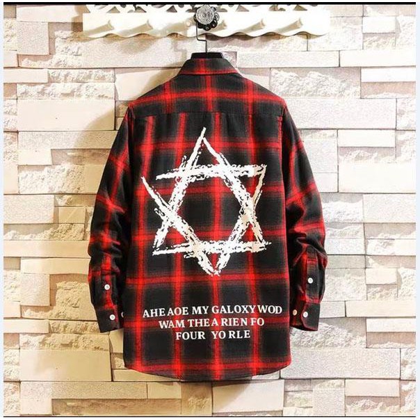 Áo khoác sơ mi caro UNISEX tay dài thời trang phong cách Hàn Quốc