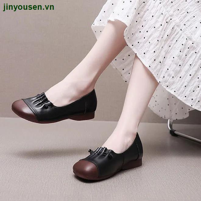 Giày Búp Bê Da Thật Mềm Mại Phong Cách retro Thời Trang Mùa Thu Cho Nữ 2022