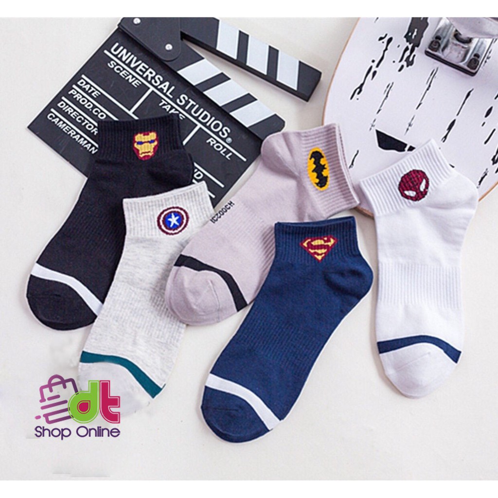 Bộ 05 vớ ngắn in logo siêu anh hùng DTonline
