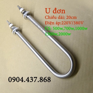 Thanh nhiệt điện trở U đơn dùng để nấu phở, đun nước, bánh cuốn, chất liệu innox 304, điện áp 220V/380V