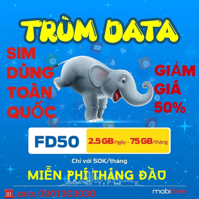 SIM 4G MOBIFONE [FD50& 12FD50]  DATA KHỦNG- GIÁ SIÊU RẺ