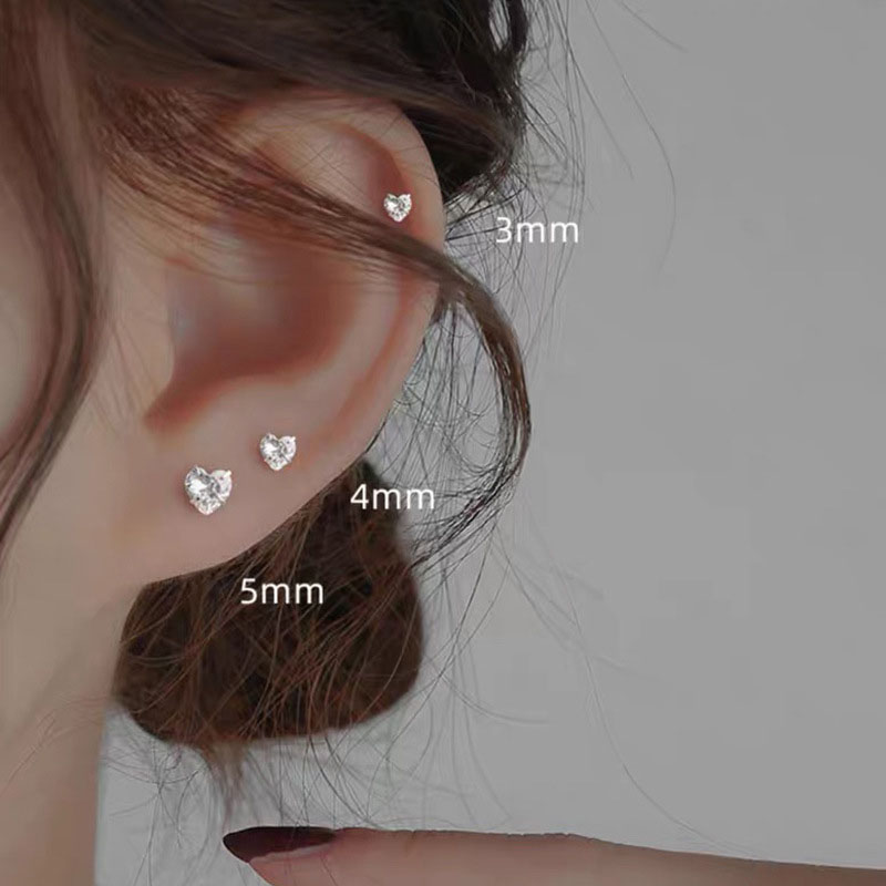 XiaoboACC 1 Đôi Khuyên Tai Bằng Bạc Thật S925 Đính Đá Zircon Đơn Giản Sang Trọng Không Gây Dị Ứng