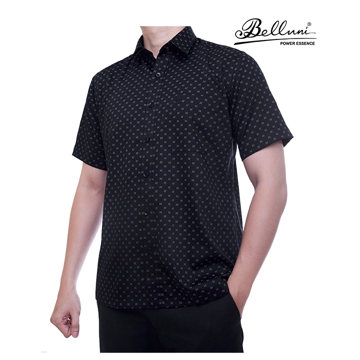 Áo sơ mi nam ngắn tay BELLUNI hoạ tiết in vải tre sang trọng - ABN.BPS.BE.212.BL