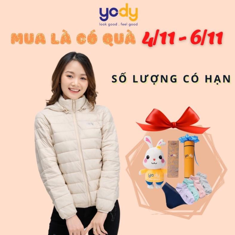 Áo Khoác Nữ YODY Siêu Nhẹ Chính Hãng Phong Cách Hàn Quốc, Áo Phao Có Mũ Dáng Ngắn PHN4000 New .
