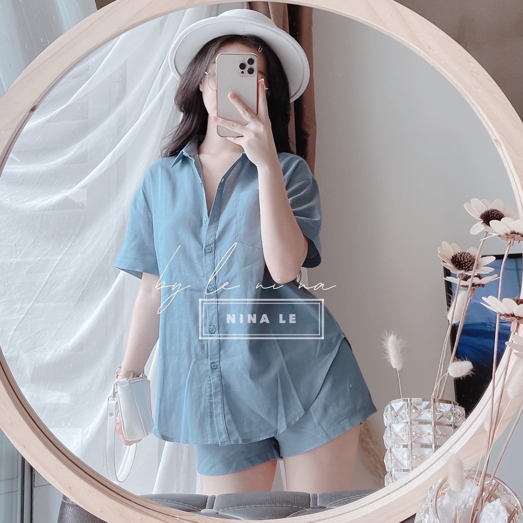 Sét bộ 3 món nữ áo 2 dây trong kèm khoác ngoài tay ngắn mix quần đùi from rộng trẻ trung, thời trang nữ dạo phố