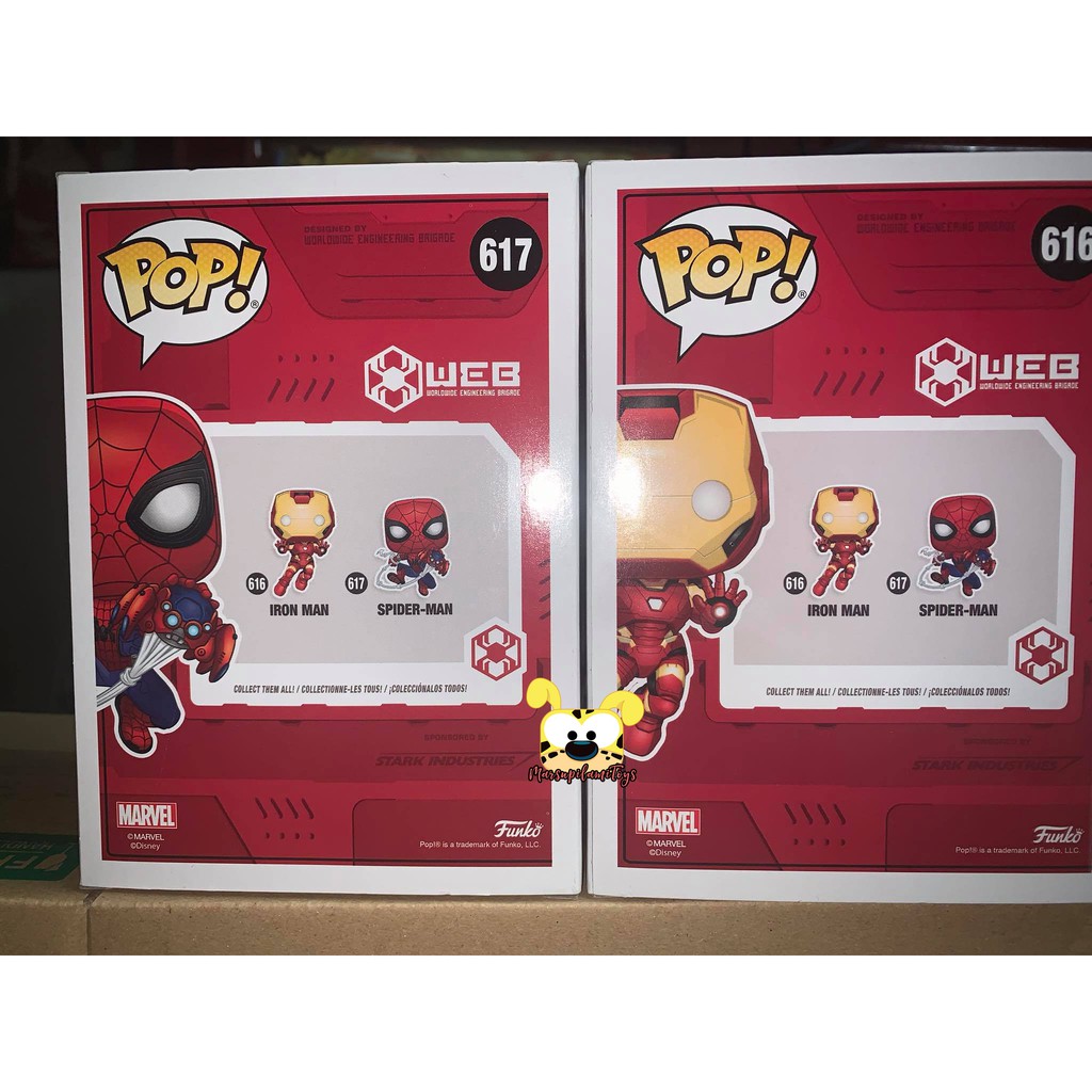 Combo 2 mô hình Funko Pop! W.E.B: Iron Man & Spider-Man Disney Park Exclusive