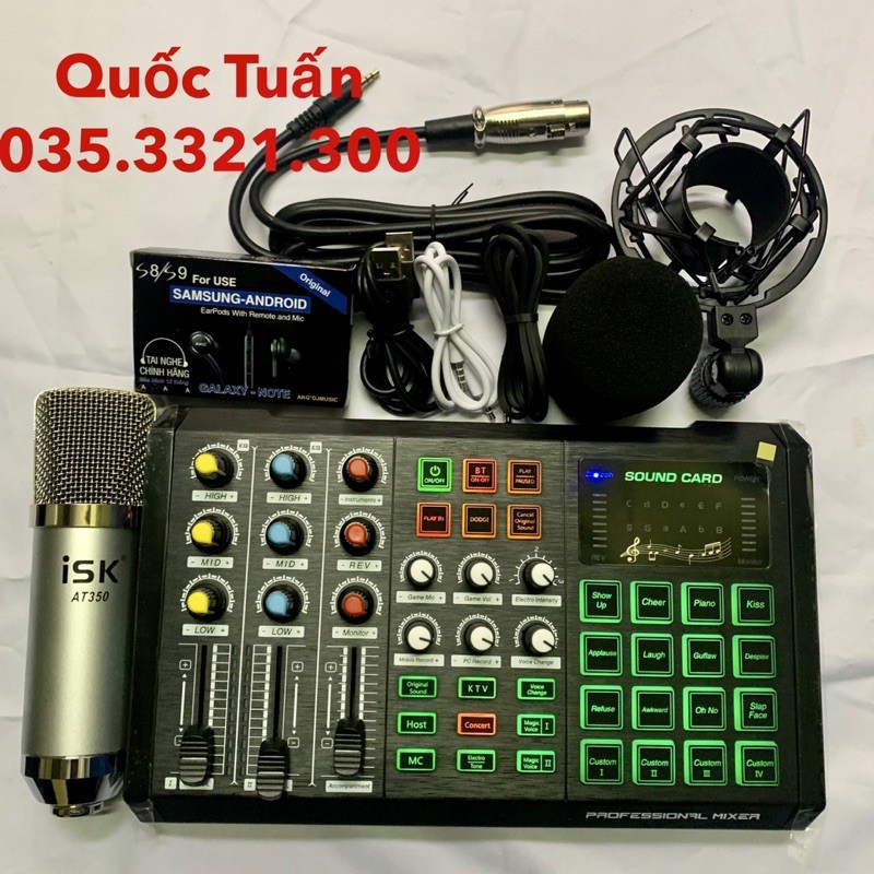 COMBO THU ÂM ISK AT350-SOUND CARD S8 TẶNG KÈM TAI NHÉT S8 bh 1 năm