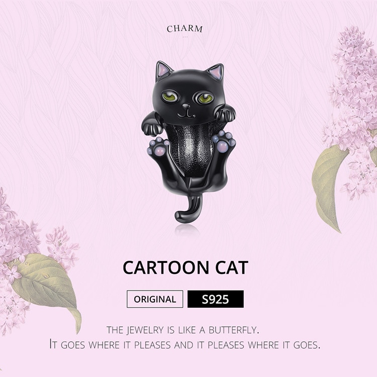 Hạt Trang Sức Bạc 925 Bamoer BSC404 Thiết Kế Hình Mèo Xinh Xắn Tiện Dụng Làm Trang Sức DIY