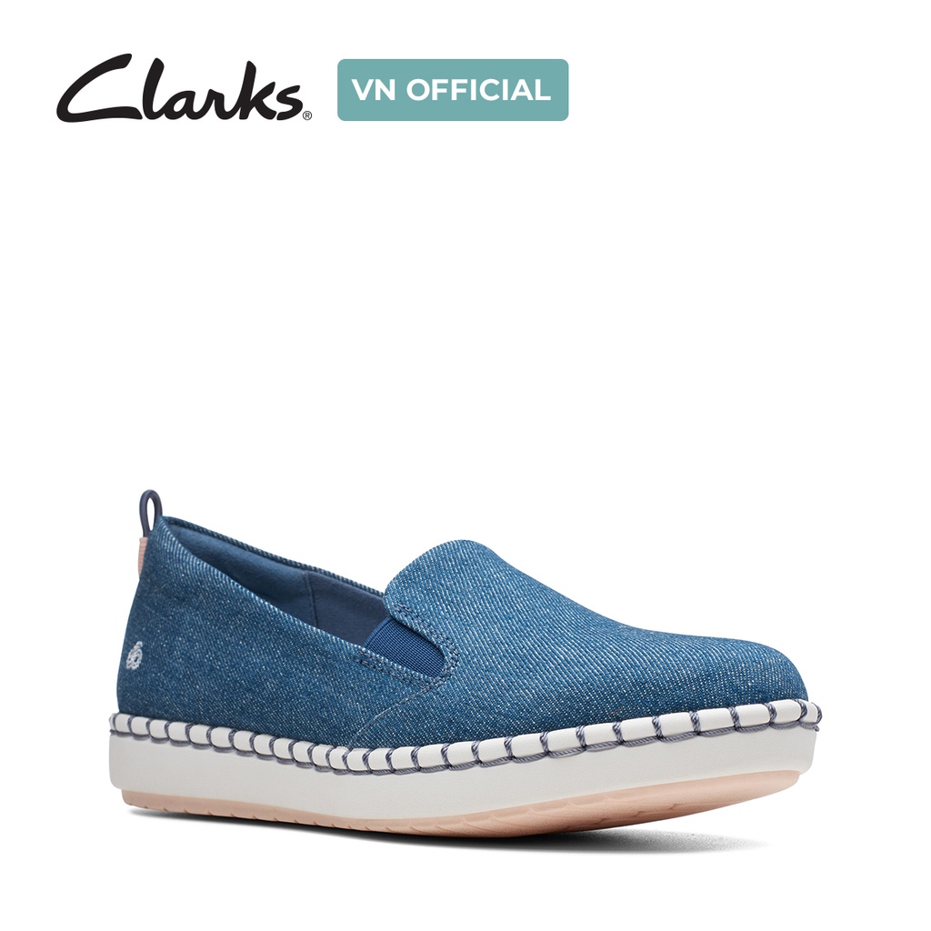 Giày lười nữ CLARKS Step Glow Slip màu xanh Denim