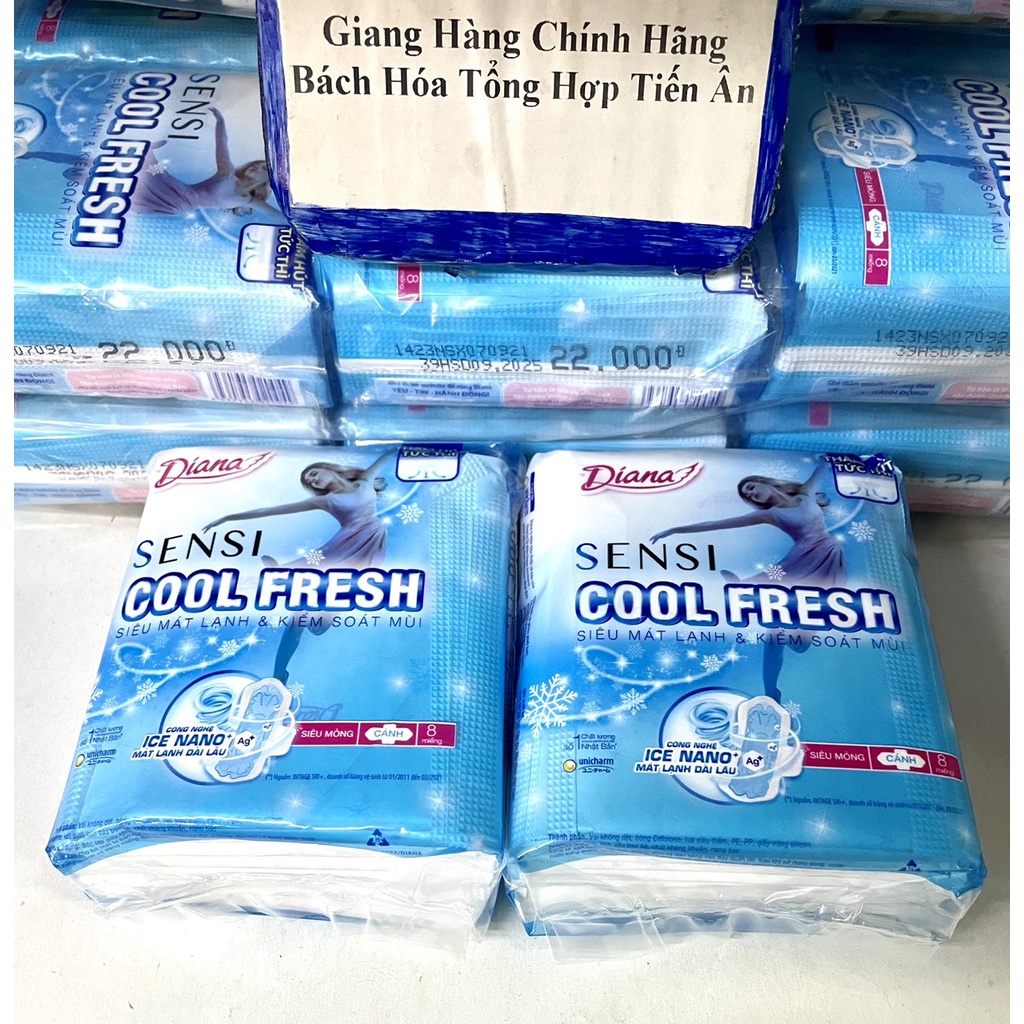 2 Gói Băng vệ sinh Diana Sensi Cool Fresh siêu mỏng cánh 2 x 8 miếng