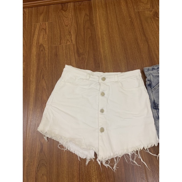 quần giả váy jeans trắng