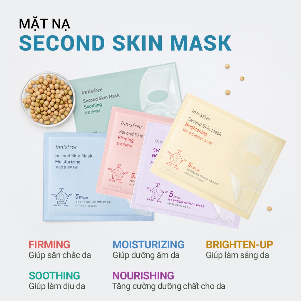 [Mã COSIF05 giảm 10% đơn 400K] Mặt nạ làm dịu da innisfree Second Skin Mask – Soothing 20ml