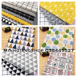 (Nhiều mẫu) Vải canvas caro/vân gỗ 45x50cm dùng chụp ảnh sản phẩm trang trí