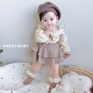 Bộ áo liền quần + chân váy dễ thương thời trang mùa thu cho bé gái