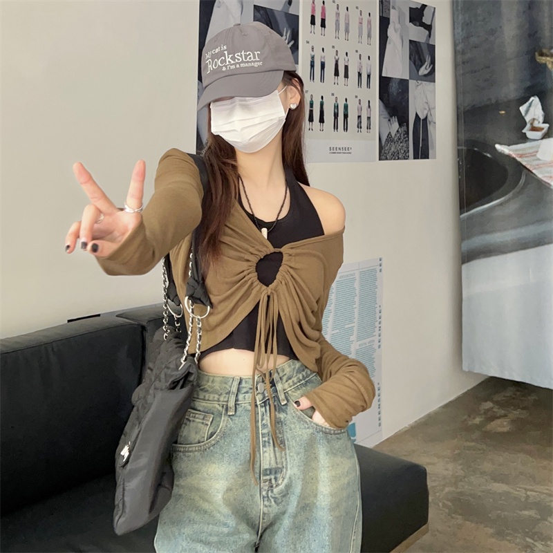 Áo Sơ Mi Tay Dài Chống Nắng Vải Lụa Lạnh Mỏng Màu Trơn Thời Trang Mùa Hè Phong Cách Hàn Quốc Cho Nữ