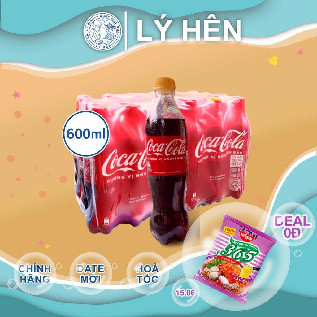 Thùng 24 Nước Ngọt Có Gas Coca Cola Soft Drink Chai Nhựa PEP 600 ml Date Luôn Mới