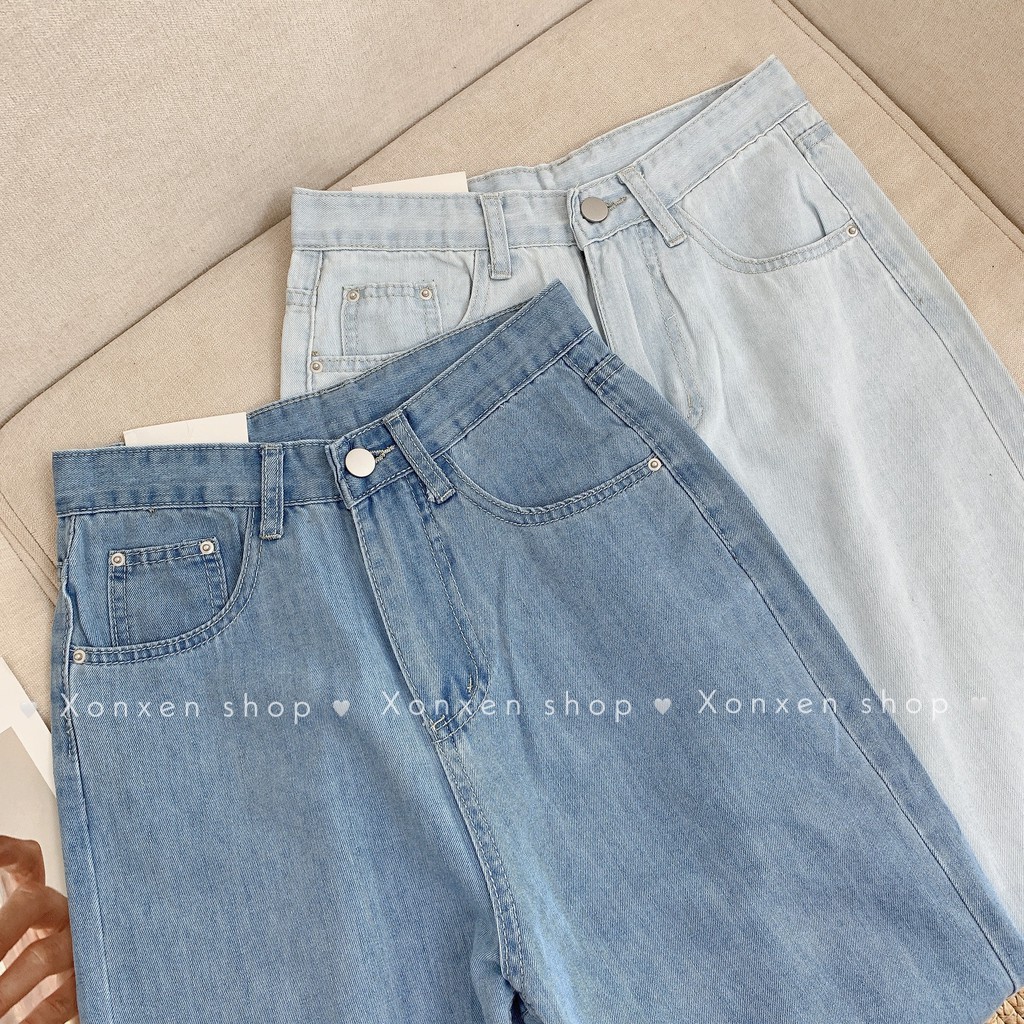 Quần jean nữ ống rộng, quần bò ống đứng chuẩn form XONXEN SHOP size S M L mã 8051