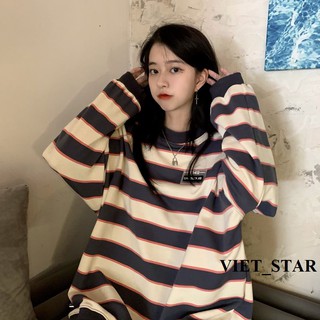Áo sweater kẻ ngang form rộng unisex siêu hot - viet_star